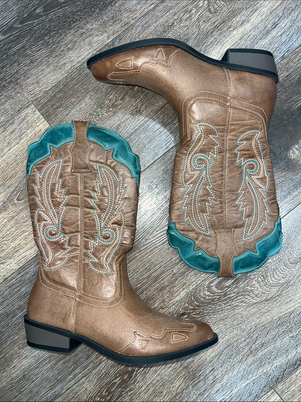 Coconuts by Matisse Cimmaron Faux Leather Western Boots - Tan/Turquoise 🐴